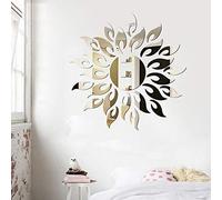 iSpchen Adesivo da Parete a Specchio 3D Adesivo da Parete a Specchio con Girasole Adesivo da Parete per Sfondo casa per la Decorazione di Soggiorno/Camera da Letto/Studio