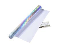 iSpchen Pellicola adesiva per carrozzeria auto, con motivo arcobaleno, cromata, in vinile, autoadesiva, colore: argento, 150 cm x 30 cm