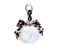 iSpchen Portachiavi con fiocco leopardato,Portachiavi in peluche, Portachiavi per auto con fiocco artificiale Pom Pom,Ciondolo con ornamento per portachiavi per auto,Ciondoli appesi per borse,Regali