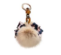 iSpchen Portachiavi con fiocco leopardato,Portachiavi in peluche, Portachiavi per auto con fiocco artificiale Pom Pom,Ciondolo con ornamento per portachiavi per auto,Ciondoli appesi per borse,Regali