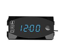 iSpchen Termometro automobilistico tre in uno Voltmetro Orologio a led Retroilluminazione Orologio elettronico automobilistico Termometro Dc 6V-30V Tester impermeabile per moto Ip67