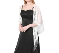 iSpchen Triangolo Pizzo Stola Donna Pizzo Stola Morbide Sciarpe e Scialli Mantello di Pizzo Sciarpa Mantello Sciarpa Festivo per Donna Matrimonio Sposa Damigella d'onore Feste Sciarpe, bianco, Taglia