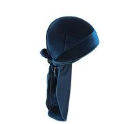 iSpchen Uomo Donna Durag Pirate Cap Velvet Long-Tailed Turban Hat Chemo Cap Retro Foulard Fascia unisex Blu