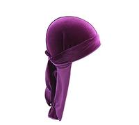 iSpchen Uomo Donna Durag Pirate Cap Velvet Long-Tailed Turban Hat Chemo Cap Retro Foulard Fascia unisex Viola