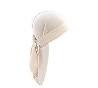 iSpchen Uomo Donna Durag Pirate Cap Velvet Long-Tailed Turban Hat Chemo Cap Retro Foulard Fascia unisex Beige