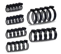 ISPINNER 30 fascette stringitubo nere da 6 a 51 mm, gamma regolabile, in acciaio inox 304, fascette stringitubo a vite senza fine, 6 misure, kit assortito per idraulici, automobilistici, applicazioni