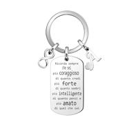Ispirante Portachiavi Regalo "Ricorda sempre che sei più coraggioso" Pendente Argento Per Figlia Mamma Sorelle Amici Compleanno Ricordo di Natale Accessori (Initial A)