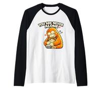 Ispirational Monkey Hugging Little Boy Comfort Maglia con Maniche Raglan