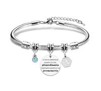 Ispirativo regalo Bracciale, argento A-Z 26 lettera iniziale ciondolo Braccialetto a volte dimenticati quanto tu sia straordinaria pertanto questo è un promemoria Per Figlia Sorella Amici Mamma (A)