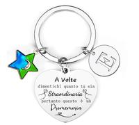 Ispirativo regalo portachiavi, argento A-Z 26 lettera iniziale ciondolo portachiavi a volte dimenticati quanto tu sia straordinaria pertanto questo è un promemoria Per Figlia Sorella Amici Mamma (E)