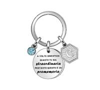 Ispirativo regalo portachiavi, argento A-Z 26 lettera iniziale ciondolo portachiavi a volte dimenticati quanto tu sia straordinaria pertanto questo è un promemoria (C)