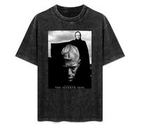 ISPIRIT Retro Washed Shirt Men's Unisex The Seventh Seal Ingmar Bergman Seventh Seal Wild Strawberries Persona Round Neck Antique Wash T-Shirt Black XXL