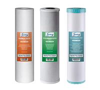 iSpring 1 filtro dell'acqua a 3 stadi da 11,4 x 50,8 cm, confezione di ricambio con sedimenti, blocco di carbonio CTO e cartucce riduttive di ferro e manganese, compatibile con WGB32BM, rimozione