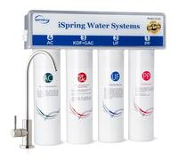 iSpring CU-A4 0,01μm Filtraggio dell'Acqua Sottolavello a Ultrafiltrazione, senza Serbatoio, 4 Stadi, Alta Capacità, Rimozione del 99,99% di Contaminanti, Cambio Rapido, Filtro con Rubinetto Cromato