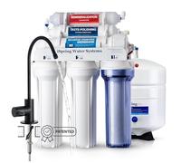 iSpring RCC7AK-BLK, Certificato NSF/ANSI 58, Sistema a Osmosi Inversa Alcalina a 6 Stadi con Elegante Rubinetto RO Nero, Sistema di Filtrazione Acqua Alcalina da Sottolavello