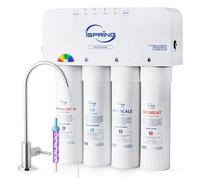 iSpring RO5004F-AK Filtro Acqua Osmosi Inversa Alcalina con UV, 500 GPD, pH+, Depuratore Acqua Domestico, Acqua Pura/Scarico 2:1 Sotto Lavello con Pompa, Monitor Vita Filtro, Riduce PFAS, TDS