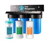 iSpring WGB31BM Filtro Acqua per Tutta la Casa, Riduce Ferro, Manganese, Cloro, Sedimenti, Gusto e Odore, Filtro Ferro a 3 Stadi per Tutta la Casa, Filtri 10" x 4.5", Ingresso/Uscita 1"