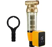 iSpring WSP50ARB Filtro Acqua a Sedimenti Centrifugo, Riutilizzabile con Modulo di Lavaggio Automatico a Schermo Tattile e Raschietto Incorporato nell'Alloggiamento, 50 micron