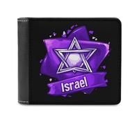 Israel Star Israeliano Ebreo Uomo Bifold Portafoglio Sottile Porta Carte di Contanti Borsa in Pelle, Stile:, Taglia unica