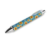 Israeli1 - Penna a sfera con motivo girasoli e stelle, retrattile, colore nero, punta fine, 0,5 mm, 1 pezzo come da foto 3