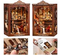 ISSEVE Kit per angolo del libro, kit fai da te in miniatura per adulti e principianti, mini kit per casa delle bambole, decorazione per libreria, puzzle in legno 3D per regali artigianali (biblioteca