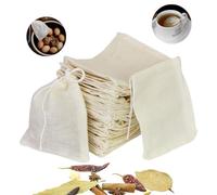 Issimober 50 sacchetti per spezie in mussola di cotone con coulisse, riutilizzabili, in rete, per tè, caffè, garza, per zuppe, erbe aromatiche, spezie, fai da te, 8 x 10 cm
