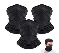 Issimober Set da 3 Scaldacollo Uomo, Bandana Nera Elastico e Traspirante, Sciarpa Nera Asciugatura Rapida e Antivento, Tagliere Multifunzione per Sport Aperto, Corsa, Escursionismo e Ciclismo