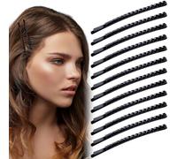 Isslly 12 forcine per capelli con strass neri, forcine per capelli da donna, fermagli per capelli decorativi in metallo, accessori per capelli lucidi per la decorazione, 8,5 cm