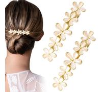 Isslly 2 fermagli per capelli a forma di fiore con opale, color oro scintillante, con cristalli, stile vintage, per matrimonio, fidanzamento, matrimonio, ballo di fine anno, San Valentino, 6,7 cm