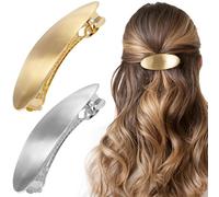 Isslly 2 fermagli per capelli francesi, ovali, in metallo, per donne, matrimoni, balli scolastici, accessori per capelli spessi da donna, oro, argento