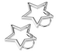 Isslly 2 moschettoni a forma di stella, in lega di zinco, resistenti, a forma di stella, clip a moschettone per campeggio, escursionismo, pesca, argento