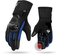 ISSYZONE Guanti Moto Invernali, CE 2KP Omologati Guanti da Moto Uomo Impermeabili Touch Screen Antivento Antiscivolo Guanti e Manopole da Uomo per Motociclista Moto Guanti M Blu