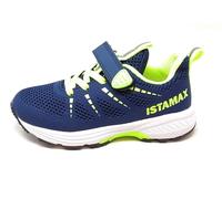 Istamax Scarpa Sportiva Modello antitorsione IMAA3807 Blu Giallo Neon a Lacci Elastici e Strappo (Blu Giallo Neon, Sistema Taglie Calzature EU, Adolescente, Numero, Media, 30)