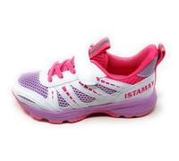 Istamax Scarpe Sportive Bambina,IMAA3812,Mesh Traspirante,Bianco Fuxia Lilla,A Strappo e Lacci Elastici (Bianco Lilla Fuxia, Sistema Taglie Calzature EU, Adolescente, Numero, Media, 33)