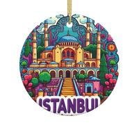 Istanbul Moschea colorata albero di Natale in ceramica appeso rotondo ornamento di Natale ricordo festa festa decorazione casa