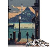 Istanbul Pixel Art 02 Puzzle Premium 100% carta riciclata, puzzle rettangolare per bambini o bambine, regali di Natale 1000 pezzi (75x50 cm)