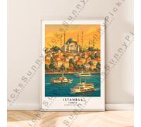 Istanbul Poster Turchia da Viaggio Muro Stampa Illustrazione Casa Décor