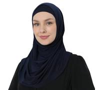 istanbul styles Elegante hijab elastico per donna, diretto e resistente, realizzato su misura per le donne musulmane. Composto da 2 pezzi (Blu Navy)