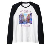 Istanbul Turchia Souvenir Edifici Colorati a Balat Türkiye Maglia con Maniche Raglan