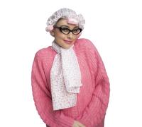Istantaneo Vecchia Signora Kit Divertente Nubilato Notte Nonnina Costume Hat Wig