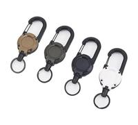 ISTARTEC Portachiavi allungabile, 4 pezzi, con corda in acciaio da 60 cm, portachiavi retrattile, porta badge allungabile con grande moschettone