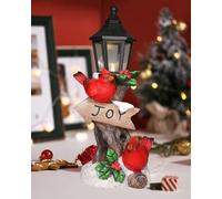 iStatue Decorazioni natalizie cardinali luminose in resina da 25,4 cm con 2 uccelli rossi e lanterna a candela, decorazioni natalizie uniche per la casa (cardinale)