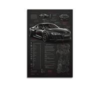ISTI Supercar Poster per Audi R8 Black Sports Car Artworks Poster decorativo su tela da parete e stampa artistica moderna per camera da letto, 40 x 60 cm