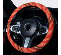 Istn - Copertura per volante dell’auto in tessuto di lino grosso, motivo etnico, antiscivolo, assorbe il sudore (J, 37-38 cm)