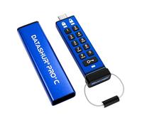 iStorage datAshur PRO+C 256 GB - Unità USB Type-C sicura - FIPS 140-3 Livello 3 certificato - Protezione PIN - Adattatore Type-C-A incluso.