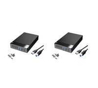 ISTOVO 2X Case HDD da 3,5 Pollici A USB 3.0 - per Disco Rigido Esterno, Trasferimento Dati, Box HDD per PC e Laptop Spina UE