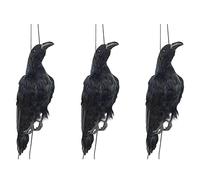 ISTOVO 3X Realistico Corvo Morto Appeso Un Grandezza Naturale Extra Large Corvo Piumato Nero