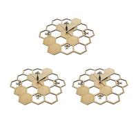 ISTOVO 3X Taglio Legno Orologio su Miele Pettine Esagono Natura Orologio Da Parete Geometrico Cucina Arte Decor
