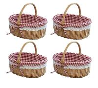 ISTOVO 4X Cesto di Vimini Cesti Regalo Cesto da Picnic Vuoto Ovale nel Tessuto di con Manico Cesto Nuziale Piccolo