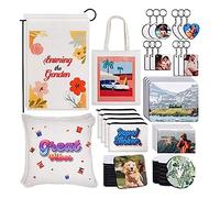 ISTOVO 76Piece Sublimation Blanks Prodotti DIY MDF Sublimation Keychain Blanks Sublimation Bundle con Catena in Metallo, per Lavori di Design Personalizzati, Regali